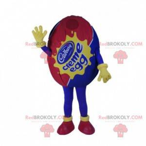 Mascot reusachtig rood en blauw ei. Ei kostuum - Redbrokoly.com